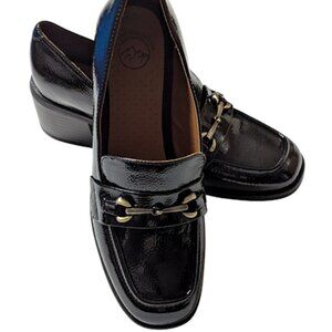 White Mountain 90s Style Y2K Nacho Block Heel Loafer Black Patent Size 9 NWOB